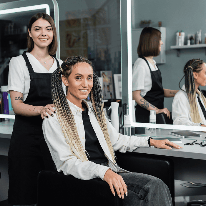 hairdresser and female client beauty salon cheer 2024 11 09 15 02 47 utc 1 Luxury Hair Salon Hackettstown